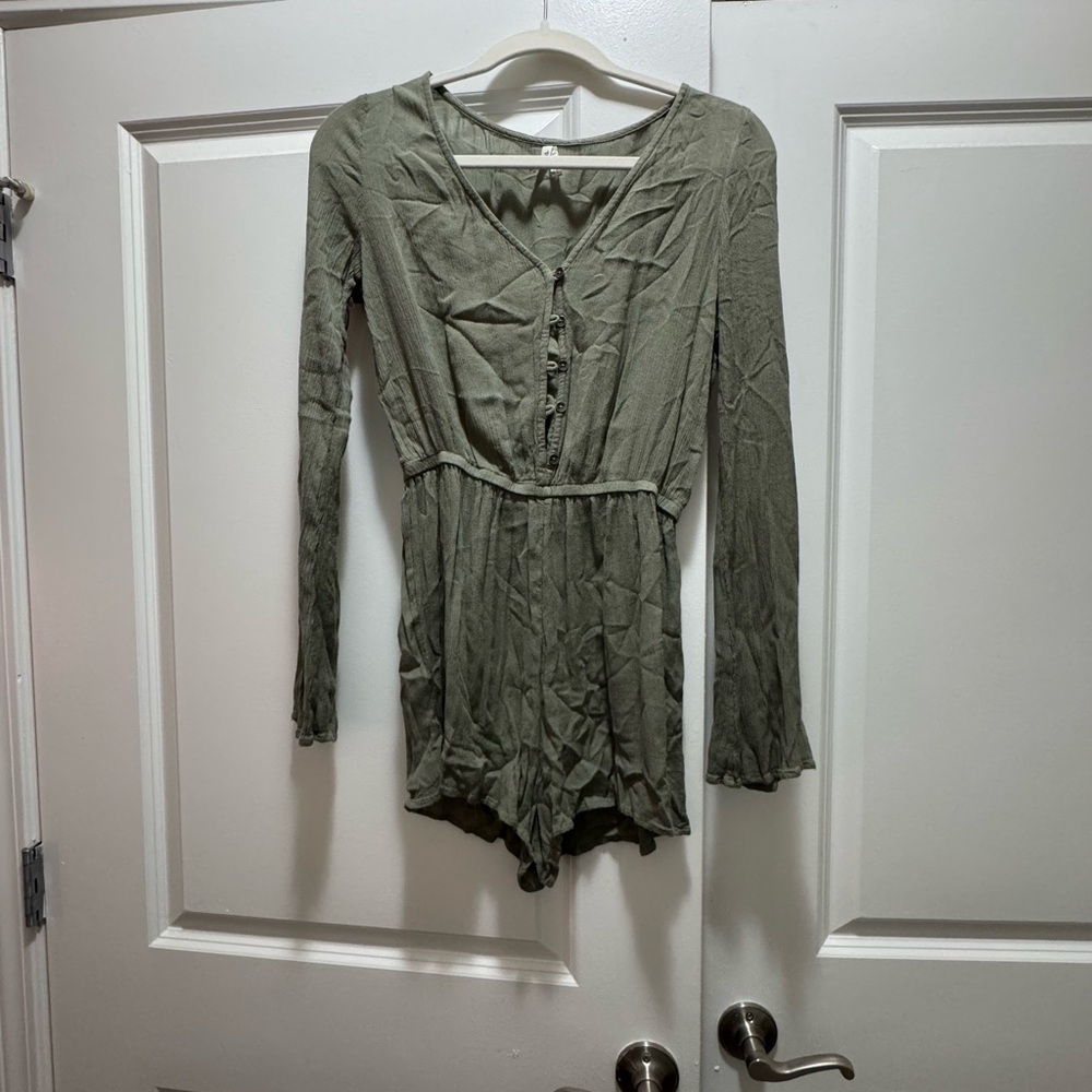 Green Long Sleeve Romper